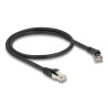 Delock RJ45 Netzwerkkabel Cat.8.1 S/FTP Stecker 45° nach rechts gewinkelt zu Stecker gerade bis 40 Gbps 0,5 m schwarz