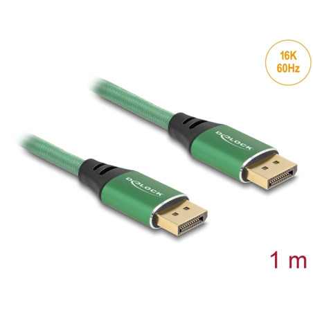 Delock DisplayPort Kabel 16K 60 Hz 1 m grün Metall