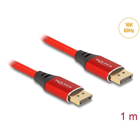 Delock DisplayPort Kabel 16K 60 Hz 1 m rot Metall