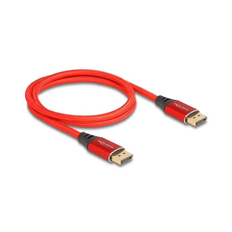 Delock DisplayPort Kabel 16K 60 Hz 1 m rot Metall