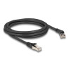 Delock RJ45 Netzwerkkabel Cat.8.1 S/FTP Stecker 45° nach rechts gewinkelt zu Stecker gerade bis 40 Gbps 2 m schwarz