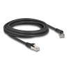 Delock RJ45 Netzwerkkabel Cat.8.1 S/FTP Stecker 45° nach rechts gewinkelt zu Stecker gerade bis 40 Gbps 3 m schwarz