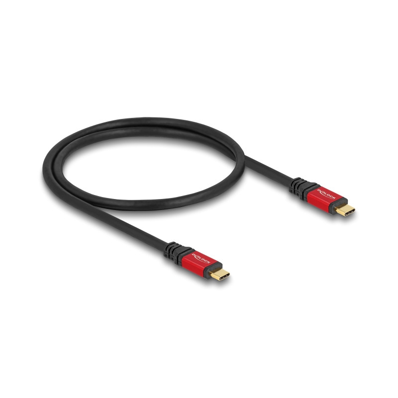 Delock USB 20 Gbps Kabel USB Type-C™ Stecker zu Stecker PD 3.0 100 W E-Marker 0,5 m rot Metall