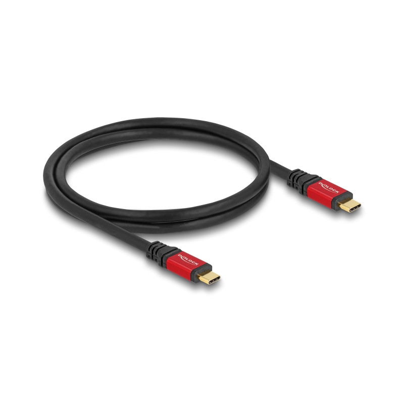 Delock USB 20 Gbps Kabel USB Type-C™ Stecker zu Stecker PD 3.0 100 W E-Marker 0,8 m rot Metall