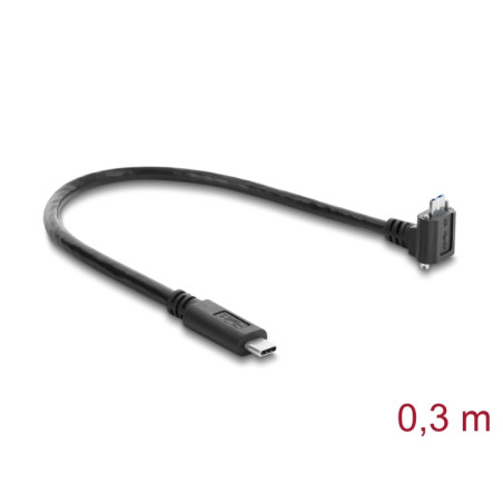 Delock USB 5 Gbps Kabel USB Type-C™ Stecker gerade zu USB Micro-B Stecker mit Schraubenabstand 18 mm 90° nach oben gewinkelt 0,3
