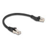 Delock RJ45 Netzwerkkabel Cat.8.1 S/FTP Stecker 45° nach links gewinkelt zu Stecker gerade bis 40 Gbps 0,25 m schwarz