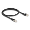 Delock RJ45 Netzwerkkabel Cat.8.1 S/FTP Stecker 45° nach links gewinkelt zu Stecker gerade bis 40 Gbps 0,5 m schwarz