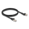 Delock RJ45 Netzwerkkabel Cat.8.1 S/FTP Stecker 45° nach links gewinkelt zu Stecker gerade bis 40 Gbps 1 m schwarz