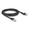 Delock RJ45 Netzwerkkabel Cat.8.1 S/FTP Stecker 45° nach links gewinkelt zu Stecker gerade bis 40 Gbps 2 m schwarz