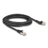 Delock RJ45 Netzwerkkabel Cat.8.1 S/FTP Stecker 45° nach links gewinkelt zu Stecker gerade bis 40 Gbps 3 m schwarz