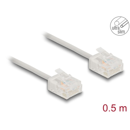 Delock RJ45 Netzwerkkabel Cat.6 UTP Ultra Slim 0,5 m grau mit kurzen Steckern