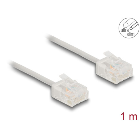 Delock RJ45 Netzwerkkabel Cat.6 UTP Ultra Slim 1 m grau mit kurzen Steckern