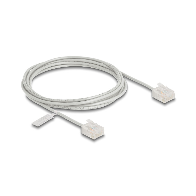 Delock RJ45 Netzwerkkabel Cat.6 UTP Ultra Slim 2 m grau mit kurzen Steckern