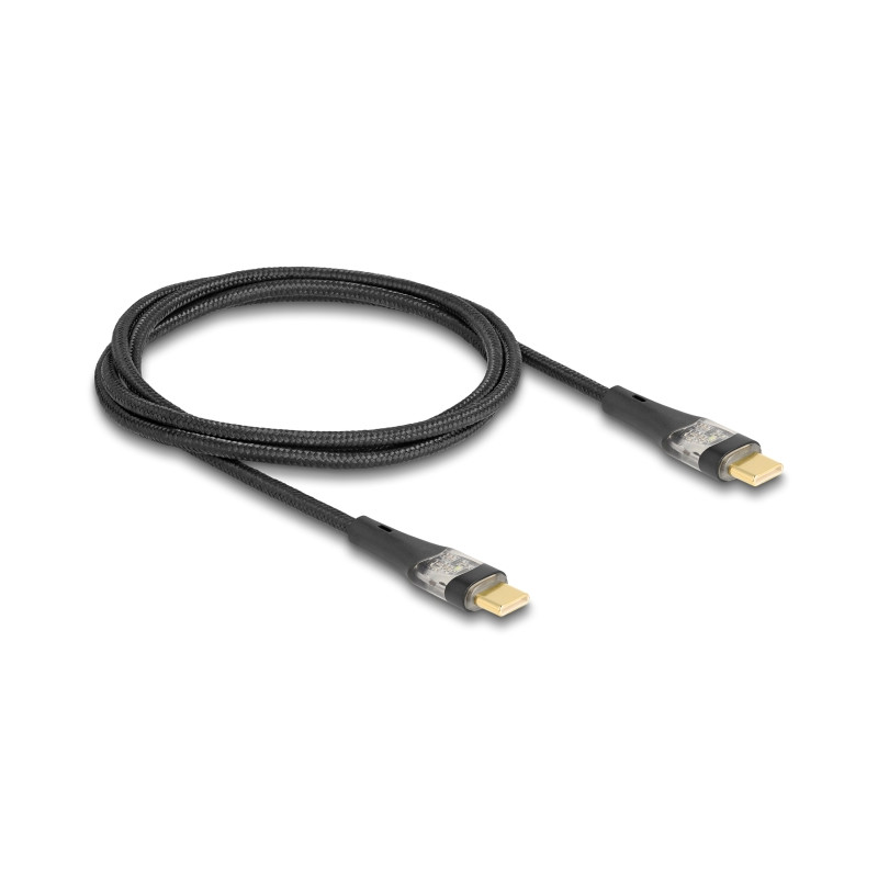 Delock USB 2.0 Schnellladekabel USB Type-C™ Stecker zu Stecker transparent PD 3.0 100 W 1 m