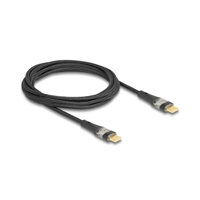 Delock USB 2.0 Schnellladekabel USB Type-C™ Stecker zu Stecker transparent PD 3.0 100 W 2 m