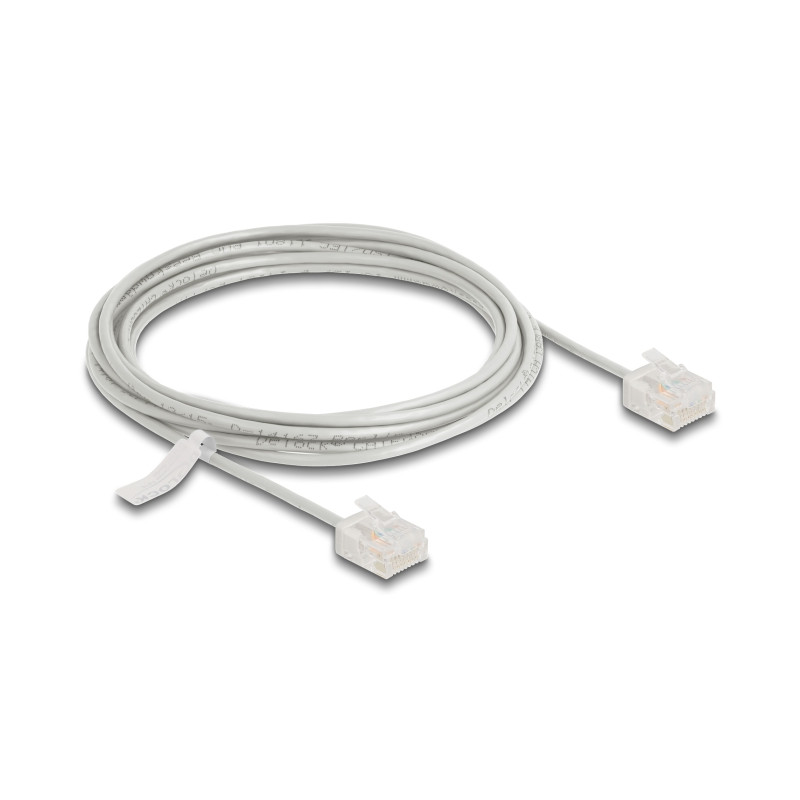 Delock RJ45 Netzwerkkabel Cat.6 UTP Ultra Slim 3 m grau mit kurzen Steckern
