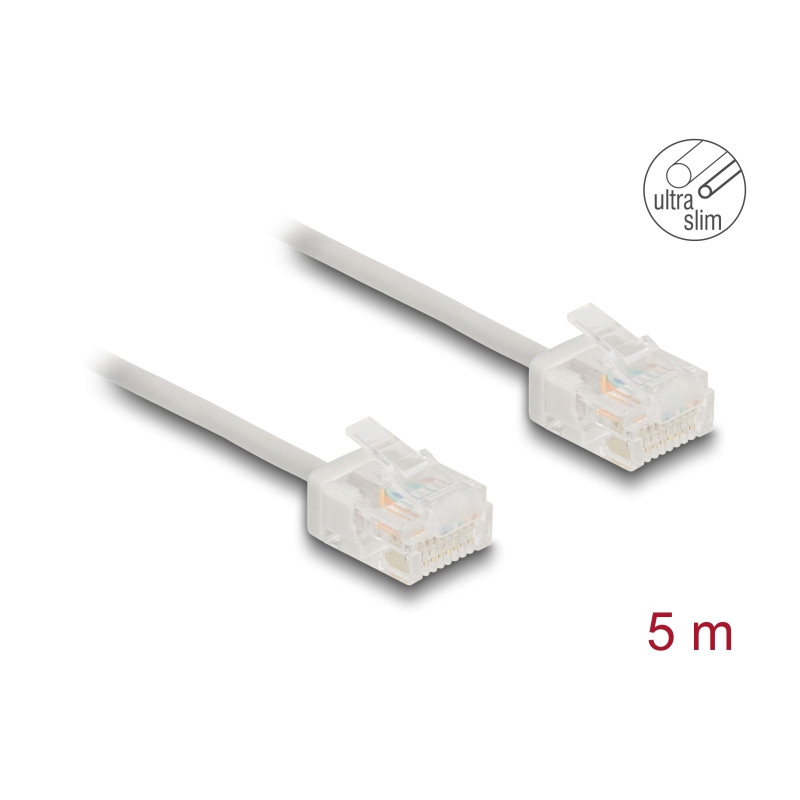 Delock RJ45 Netzwerkkabel Cat.6 UTP Ultra Slim 5 m grau mit kurzen Steckern