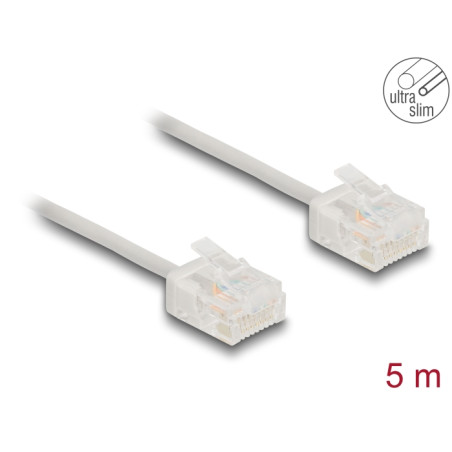 Delock RJ45 Netzwerkkabel Cat.6 UTP Ultra Slim 5 m grau mit kurzen Steckern