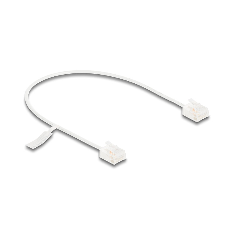 Delock RJ45 Netzwerkkabel Cat.6 UTP Ultra Slim 0,3 m weiß mit kurzen Steckern