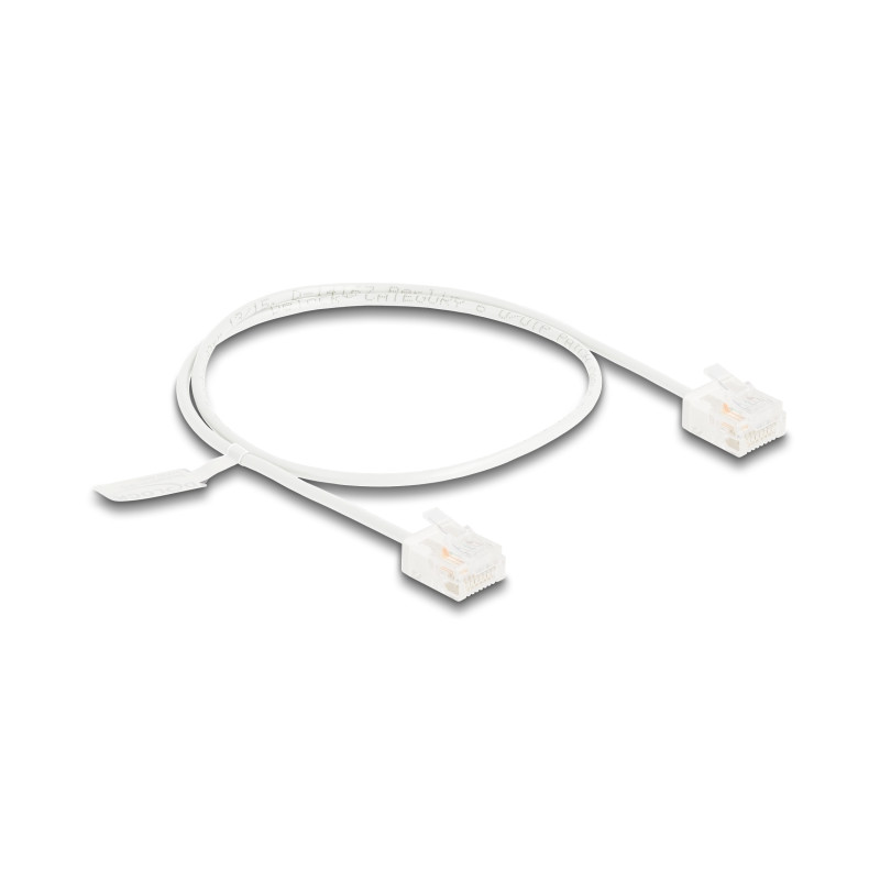 Delock RJ45 Netzwerkkabel Cat.6 UTP Ultra Slim 0,5 m weiß mit kurzen Steckern