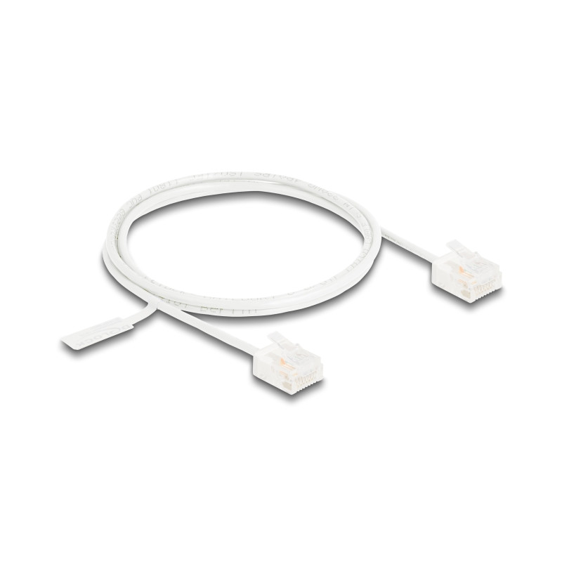 Delock RJ45 Netzwerkkabel Cat.6 UTP Ultra Slim 1 m weiß mit kurzen Steckern