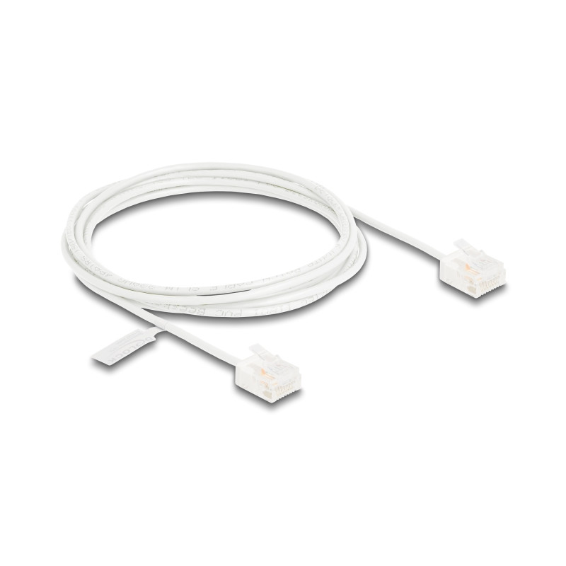 Delock RJ45 Netzwerkkabel Cat.6 UTP Ultra Slim 2 m weiß mit kurzen Steckern