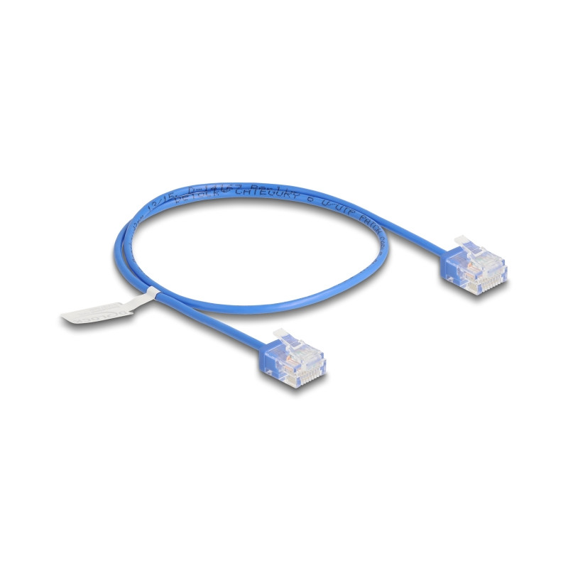 Delock RJ45 Netzwerkkabel Cat.6 UTP Ultra Slim 0,5 m blau mit kurzen Steckern