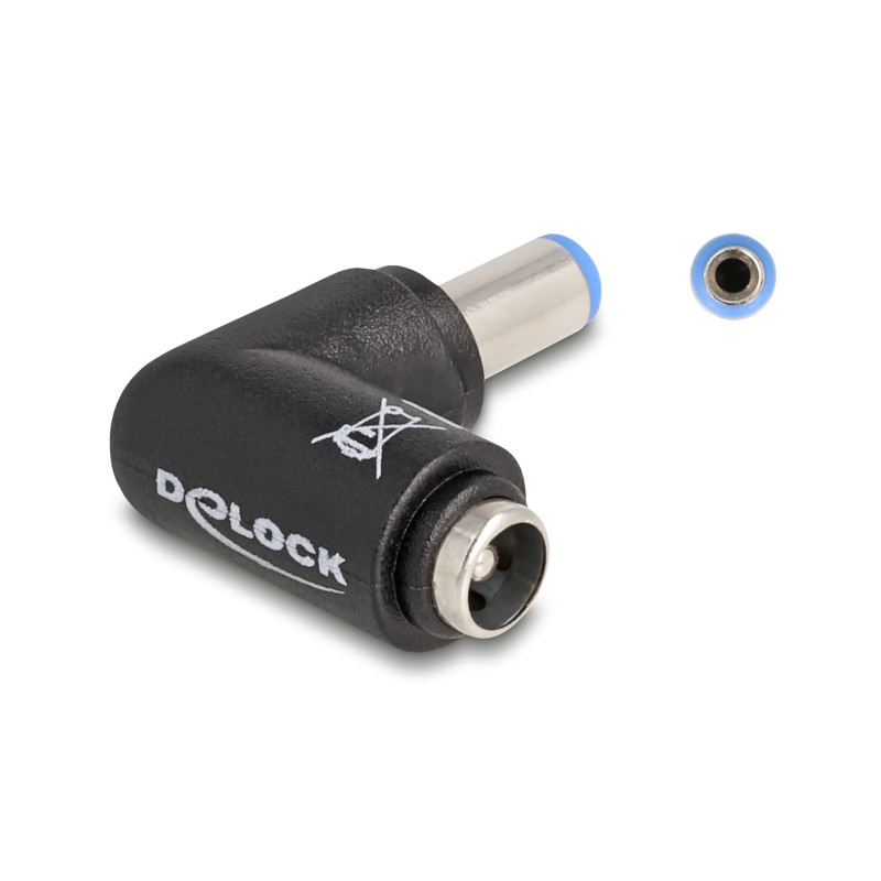 Delock DC Adapter 5,5 x 2,1 mm Stecker zu 5,5 x 2,1 mm Buchse 90° gewinkelt