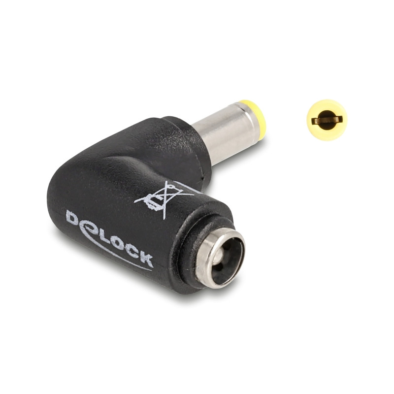 Delock DC Adapter 5,5 x 2,5 mm Stecker zu 5,5 x 2,5 mm Buchse 90° gewinkelt