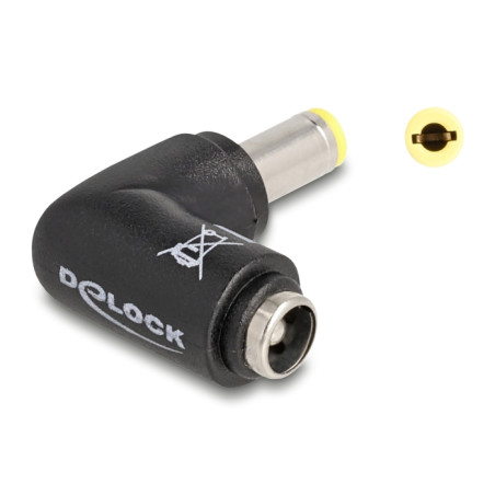 Delock DC Adapter 5,5 x 2,5 mm Stecker zu 5,5 x 2,5 mm Buchse 90° gewinkelt