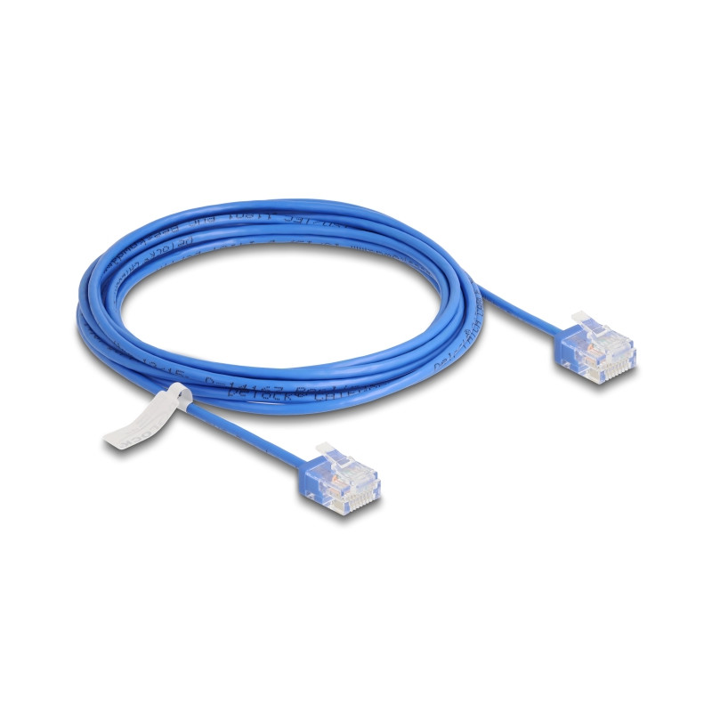 Delock RJ45 Netzwerkkabel Cat.6 UTP Ultra Slim 3 m blau mit kurzen Steckern