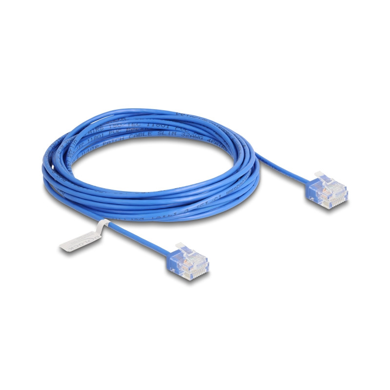 Delock RJ45 Netzwerkkabel Cat.6 UTP Ultra Slim 5 m blau mit kurzen Steckern