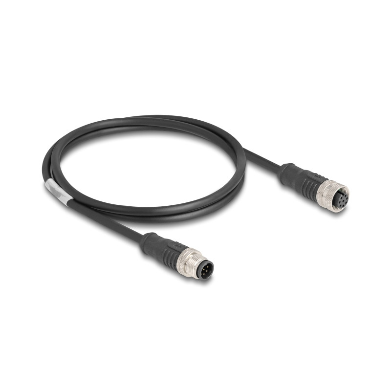 Delock M12 Kabel A-kodiert 8 Pin Stecker zu Buchse PVC 1 m