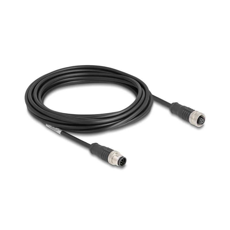 Delock M12 Kabel A-kodiert 8 Pin Stecker zu Buchse PVC 5 m