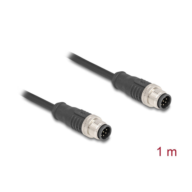 Delock M12 Kabel A-kodiert 8 Pin Stecker zu Stecker PVC 1 m