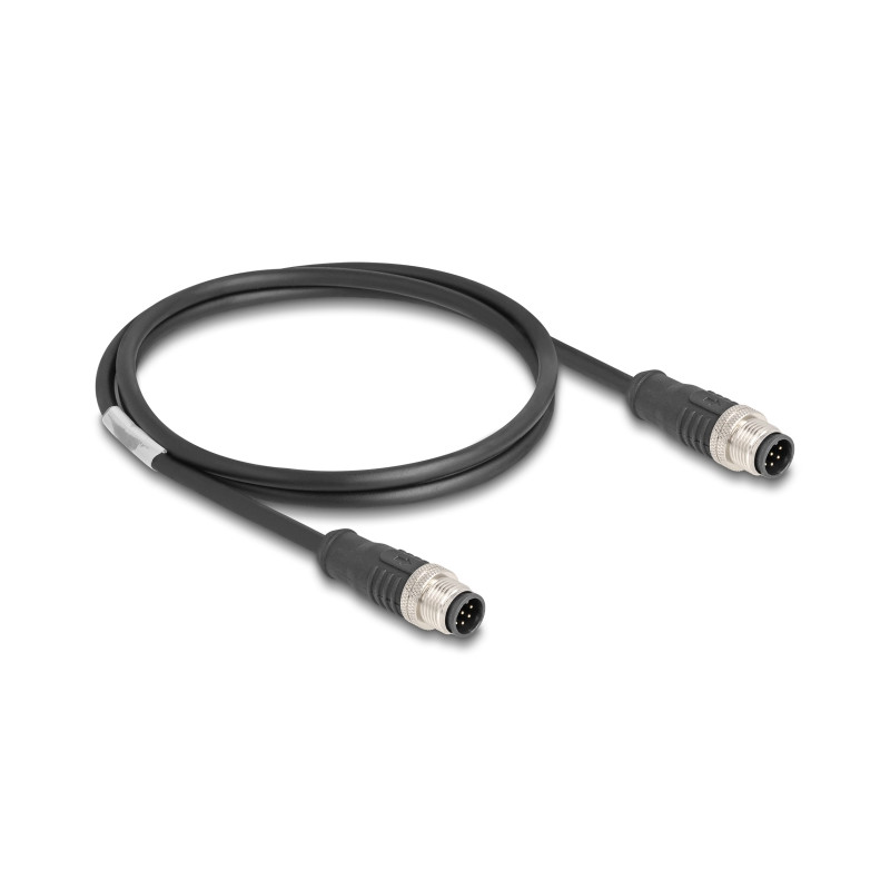 Delock M12 Kabel A-kodiert 8 Pin Stecker zu Stecker PVC 1 m
