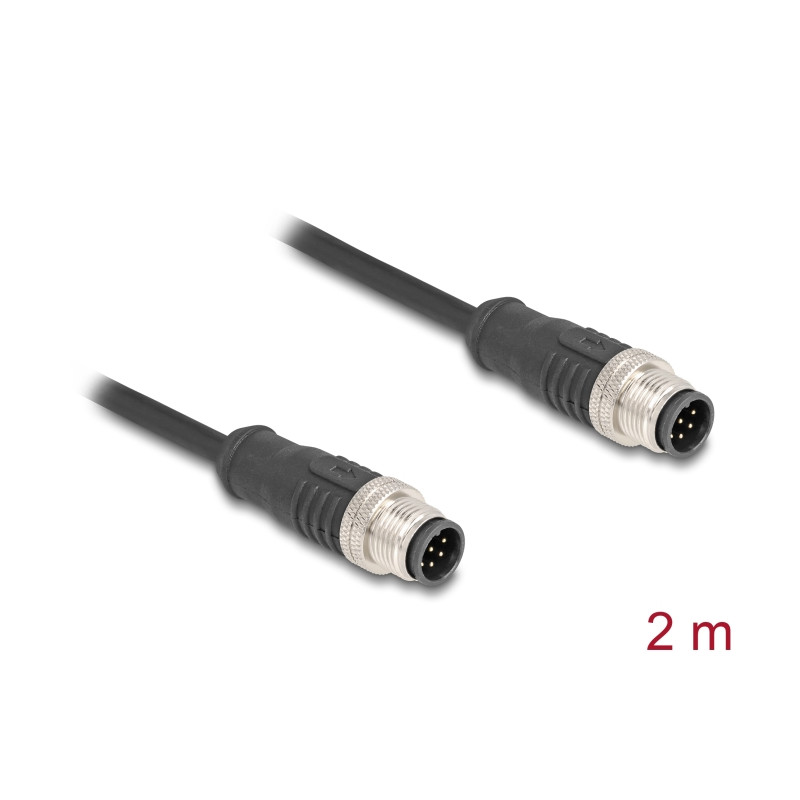 Delock M12 Kabel A-kodiert 8 Pin Stecker zu Stecker PVC 2 m