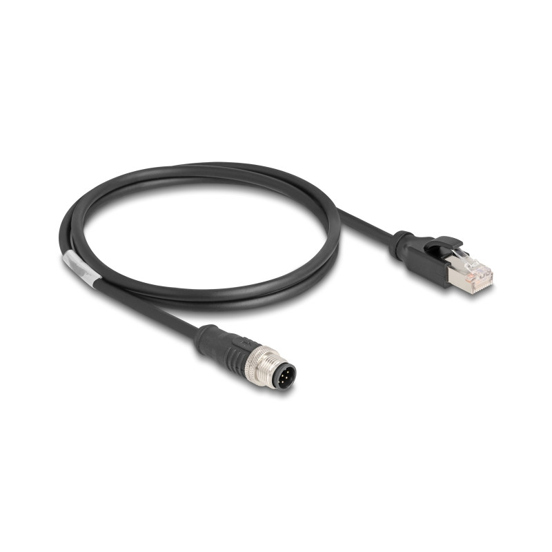 Delock M12 Kabel A-kodiert 8 Pin Stecker zu RJ45 Stecker PVC 1 m