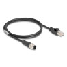 Delock M12 Kabel A-kodiert 8 Pin Stecker zu RJ45 Stecker PVC 1 m
