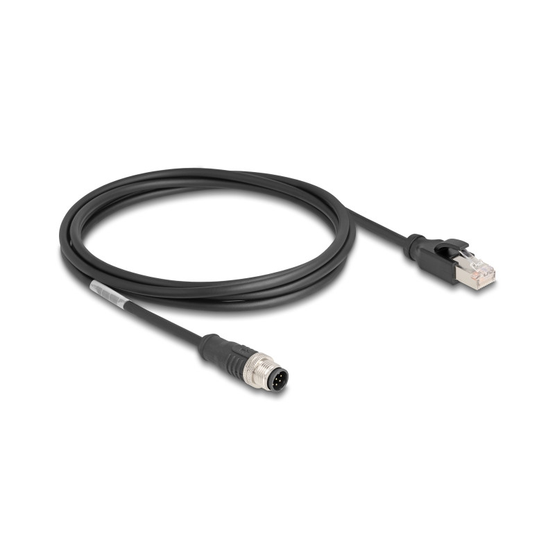 Delock M12 Kabel A-kodiert 8 Pin Stecker zu RJ45 Stecker PVC 2 m