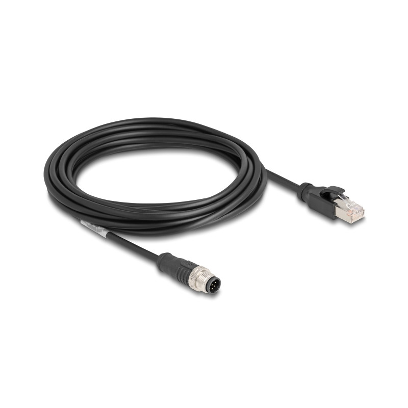Delock M12 Kabel A-kodiert 8 Pin Stecker zu RJ45 Stecker PVC 5 m
