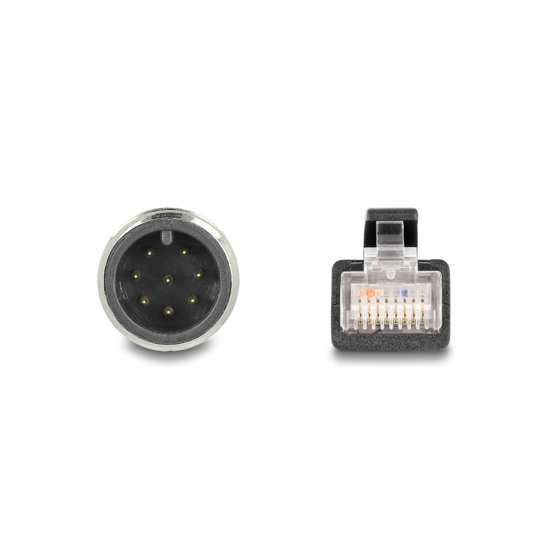 Delock M12 Kabel A-kodiert 8 Pin Stecker zu RJ45 Stecker PVC 5 m