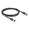 Delock M12 Kabel D-kodiert 4 Pin Stecker zu Buchse PVC 2 m