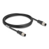 Delock M12 Kabel D-kodiert 4 Pin Stecker zu Stecker PVC 2 m
