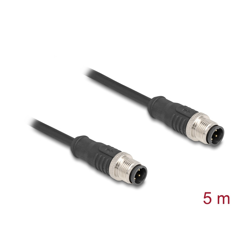 Delock M12 Kabel D-kodiert 4 Pin Stecker zu Stecker PVC 5 m