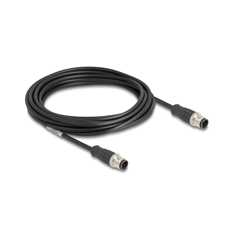 Delock M12 Kabel D-kodiert 4 Pin Stecker zu Stecker PVC 5 m