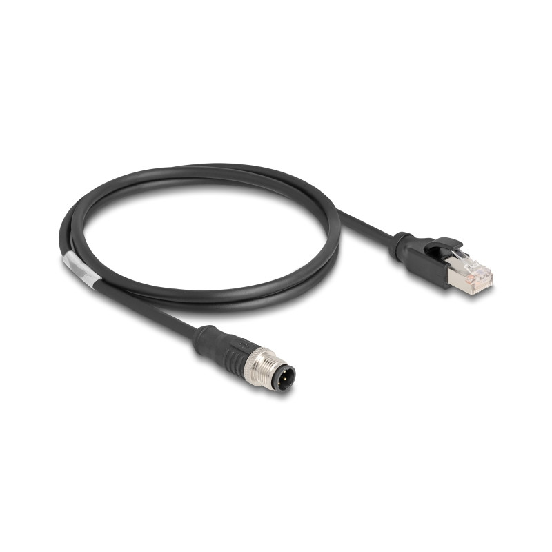 Delock M12 Kabel D-kodiert 4 Pin Stecker zu RJ45 Stecker PVC 1 m