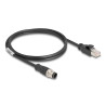 Delock M12 Kabel D-kodiert 4 Pin Stecker zu RJ45 Stecker PVC 1 m