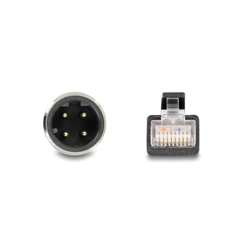 Delock M12 Kabel D-kodiert 4 Pin Stecker zu RJ45 Stecker PVC 1 m