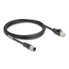 Delock M12 Kabel D-kodiert 4 Pin Stecker zu RJ45 Stecker PVC 2 m